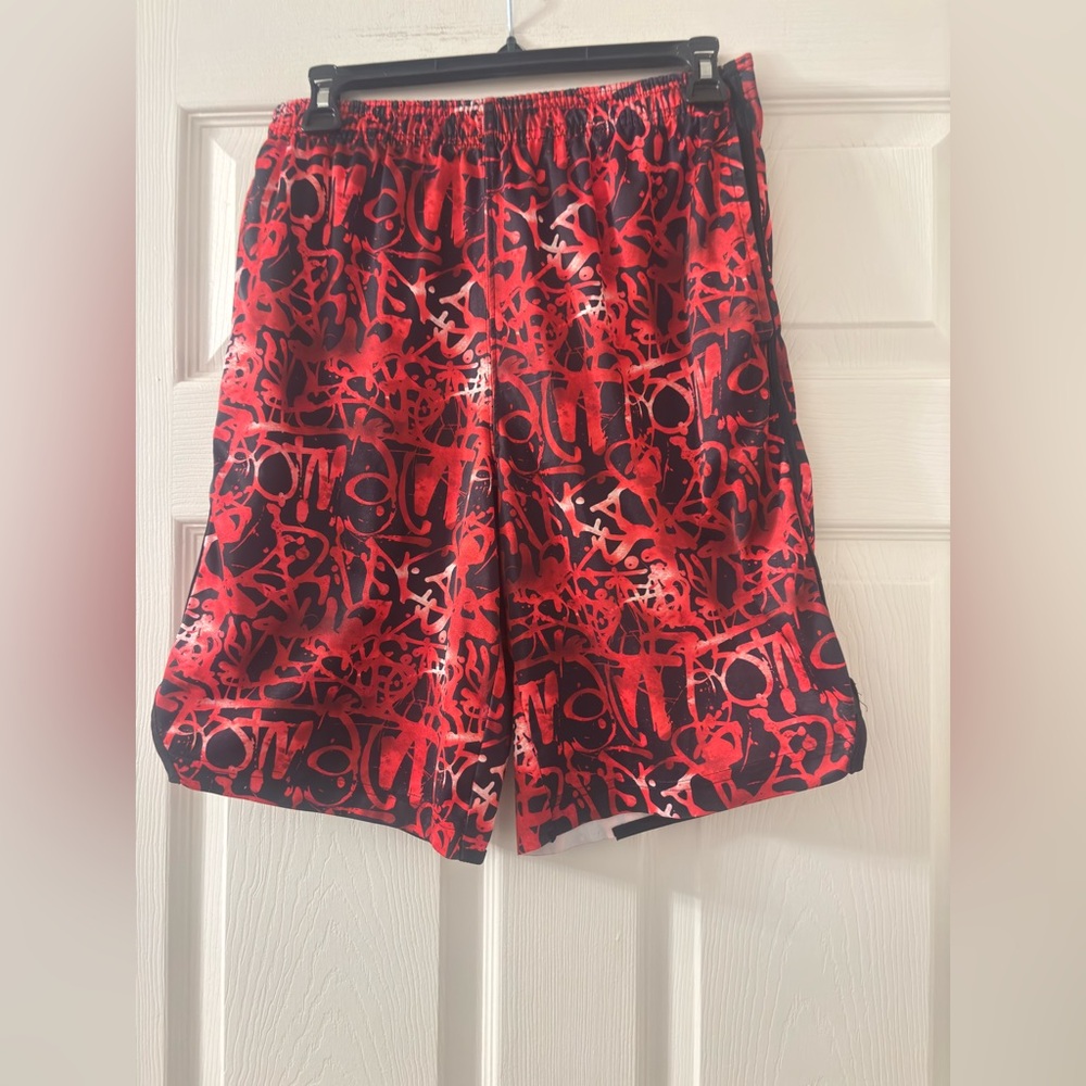 And1 Red and Black Athletic Shorts